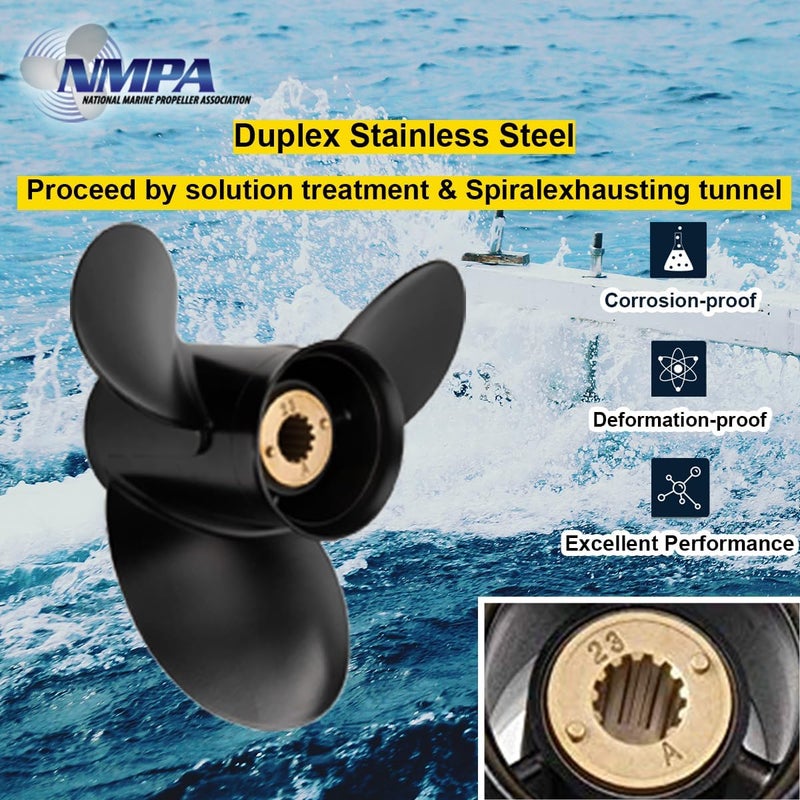 VIF Jason Marine Upgrade OEM 13 Spline Tooth Aluminum Outboard Propeller with Mercury Engines 30/35/40/45/50/55/60/70hp, 3-1/4" Gearcase,RH - Image 3